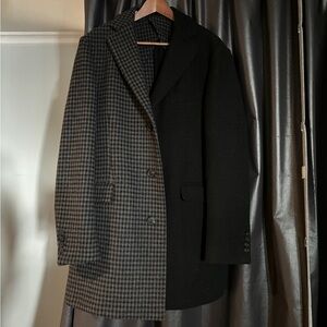Men's Checkered Color-block Blazer Coat